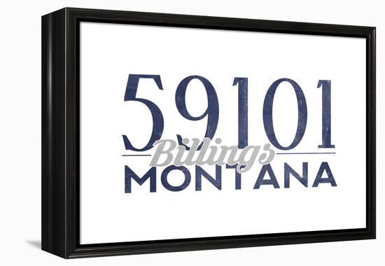 Billings, Montana - 59101 Zip Code (Blue)-Lantern Press-Framed Stretched Canvas