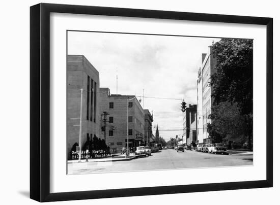 Billings, Montana - Northern View up Third Ave-Lantern Press-Framed Art Print