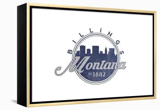 Billings, Montana - Skyline Seal (Blue)-Lantern Press-Framed Stretched Canvas