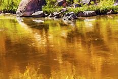 Gold Yellow Brown Colorado River Reflection Abstract outside Arches National Park Moab Utah-BILLPERRY-Photographic Print