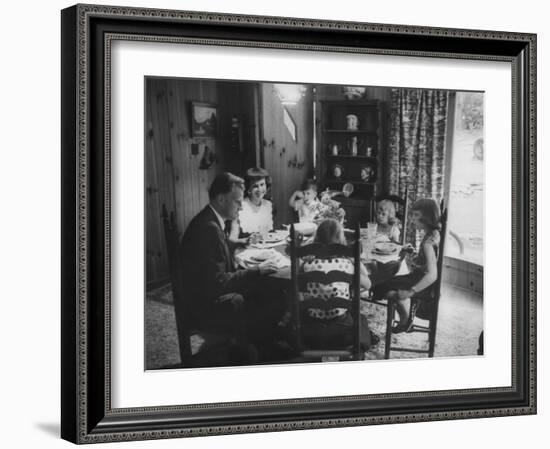 Billy Graham with His Four Children and Wife, Sitting Down for a Family Supper at Home-Ed Clark-Framed Photographic Print