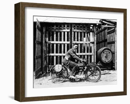 Billy Hollowell on a Norton Ohv Motorbike, 1922-null-Framed Photographic Print