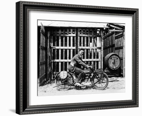 Billy Hollowell on a Norton Ohv Motorbike, 1922-null-Framed Photographic Print