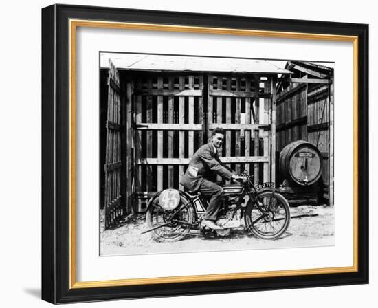 Billy Hollowell on a Norton Ohv Motorbike, 1922-null-Framed Photographic Print