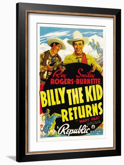 Billy The Kid Returns, Smiley Burnette, Roy Rogers, 1938-null-Framed Art Print