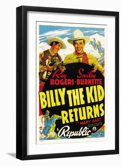 Billy The Kid Returns, Smiley Burnette, Roy Rogers, 1938-null-Framed Art Print