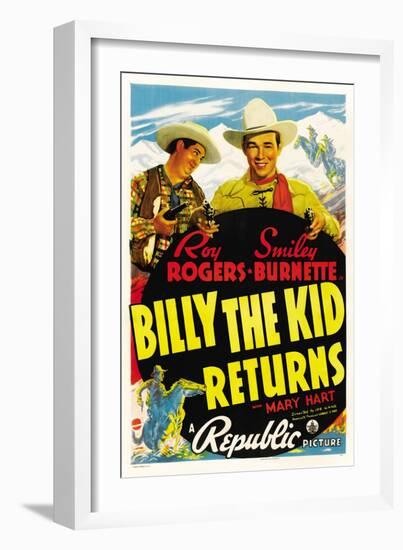 Billy The Kid Returns, Smiley Burnette, Roy Rogers, 1938-null-Framed Art Print