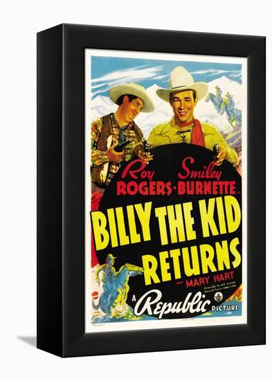 Billy The Kid Returns, Smiley Burnette, Roy Rogers, 1938-null-Framed Stretched Canvas