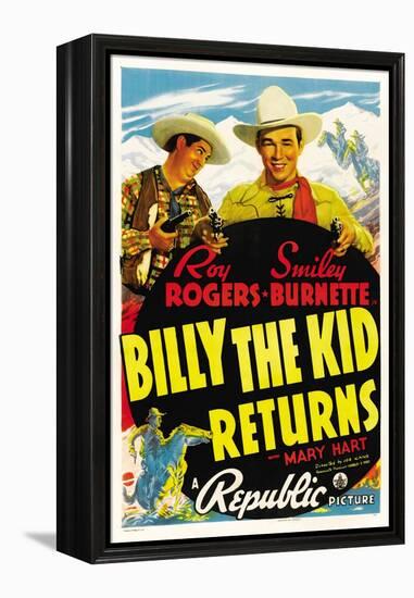 Billy The Kid Returns, Smiley Burnette, Roy Rogers, 1938-null-Framed Stretched Canvas