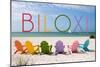 Biloxi, Mississippi - Colorful Beach Chairs-Lantern Press-Mounted Art Print