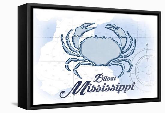 Biloxi, Mississippi - Crab - Blue - Coastal Icon-Lantern Press-Framed Stretched Canvas