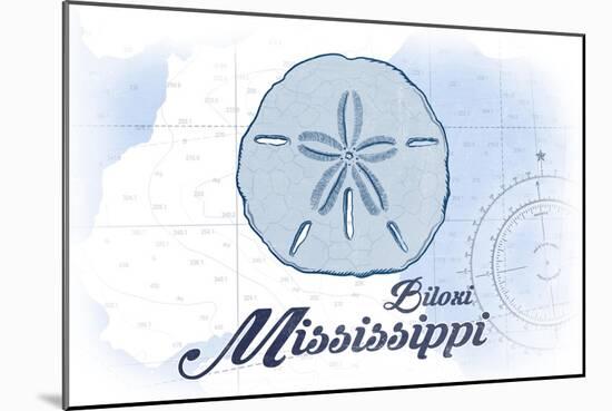 Biloxi, Mississippi - Sand Dollar - Blue - Coastal Icon-Lantern Press-Mounted Art Print