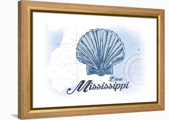 Biloxi, Mississippi - Scallop Shell - Blue - Coastal Icon-Lantern Press-Framed Stretched Canvas