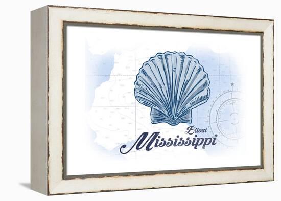 Biloxi, Mississippi - Scallop Shell - Blue - Coastal Icon-Lantern Press-Framed Stretched Canvas