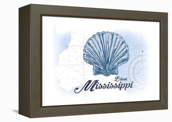 Biloxi, Mississippi - Scallop Shell - Blue - Coastal Icon-Lantern Press-Framed Stretched Canvas