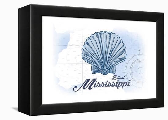 Biloxi, Mississippi - Scallop Shell - Blue - Coastal Icon-Lantern Press-Framed Stretched Canvas