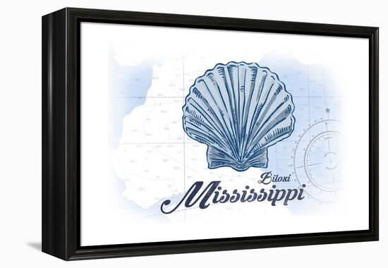 Biloxi, Mississippi - Scallop Shell - Blue - Coastal Icon-Lantern Press-Framed Stretched Canvas