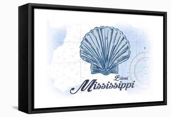 Biloxi, Mississippi - Scallop Shell - Blue - Coastal Icon-Lantern Press-Framed Stretched Canvas