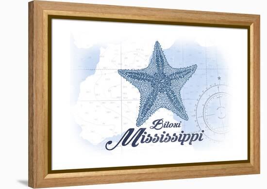 Biloxi, Mississippi - Starfish - Blue - Coastal Icon-Lantern Press-Framed Stretched Canvas