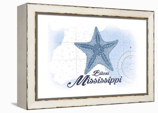 Biloxi, Mississippi - Starfish - Blue - Coastal Icon-Lantern Press-Framed Stretched Canvas