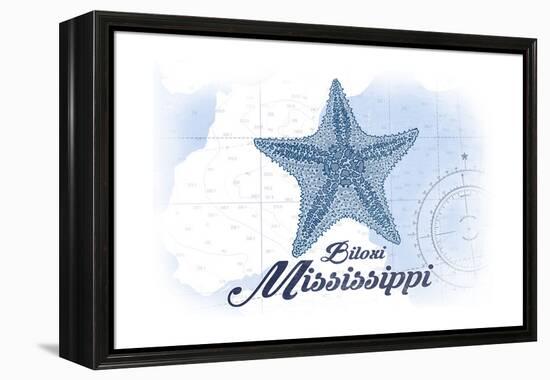 Biloxi, Mississippi - Starfish - Blue - Coastal Icon-Lantern Press-Framed Stretched Canvas