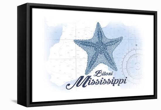 Biloxi, Mississippi - Starfish - Blue - Coastal Icon-Lantern Press-Framed Stretched Canvas