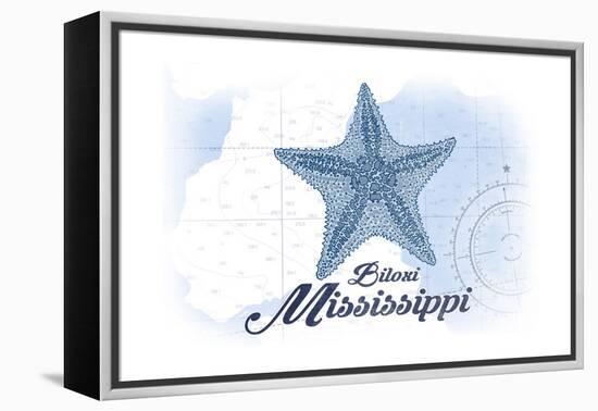 Biloxi, Mississippi - Starfish - Blue - Coastal Icon-Lantern Press-Framed Stretched Canvas