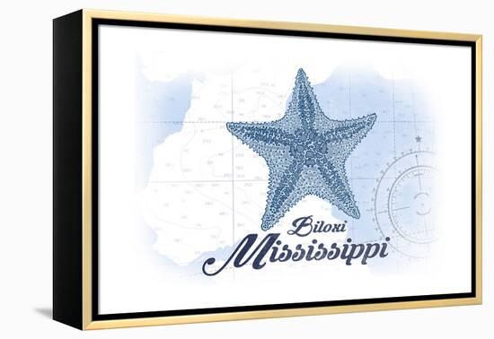 Biloxi, Mississippi - Starfish - Blue - Coastal Icon-Lantern Press-Framed Stretched Canvas