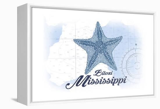 Biloxi, Mississippi - Starfish - Blue - Coastal Icon-Lantern Press-Framed Stretched Canvas