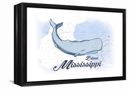 Biloxi, Mississippi - Whale - Blue - Coastal Icon-Lantern Press-Framed Stretched Canvas