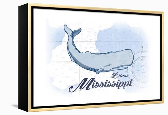 Biloxi, Mississippi - Whale - Blue - Coastal Icon-Lantern Press-Framed Stretched Canvas