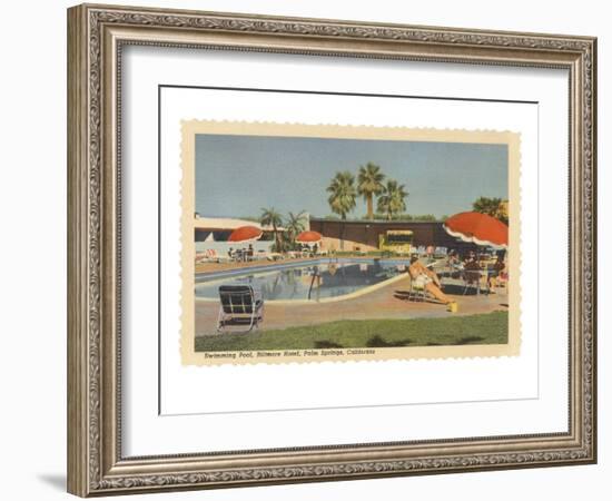 Biltmore Hotel Swimming Pool, Palm Springs, California-null-Framed Art Print