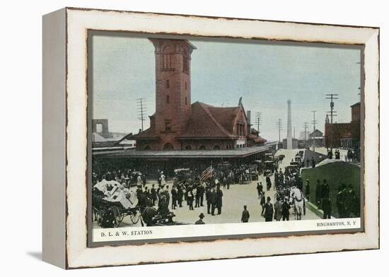 Binghamton, New York - Delaware, Lackawanna, and Western Rail Station-Lantern Press-Framed Stretched Canvas