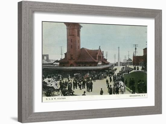 Binghamton, New York - Delaware, Lackawanna, and Western Rail Station-Lantern Press-Framed Art Print