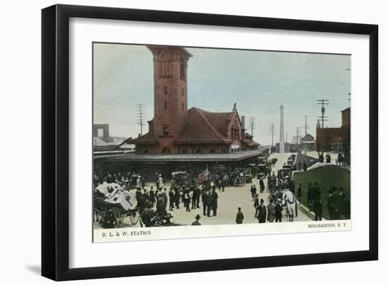 Binghamton, New York - Delaware, Lackawanna, and Western Rail Station-Lantern Press-Framed Art Print