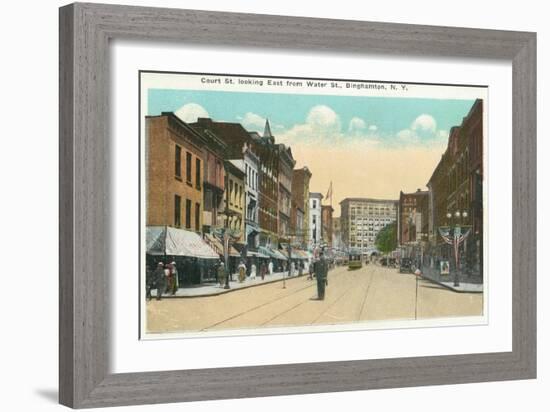 Binghamton, New York - Eastern View of Court Street from Water Street-Lantern Press-Framed Art Print
