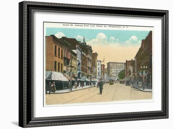 Binghamton, New York - Eastern View of Court Street from Water Street-Lantern Press-Framed Art Print