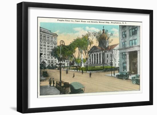 Binghamton, New York - Exterior View of Court House-Lantern Press-Framed Art Print