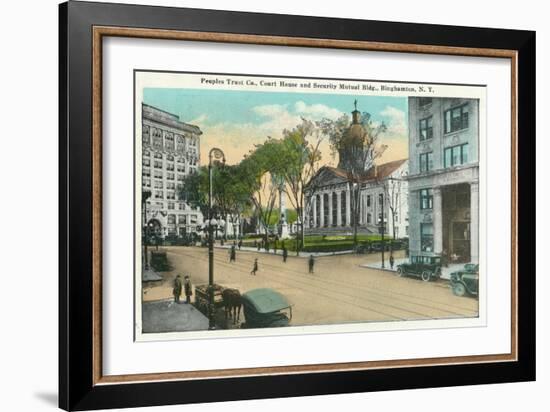 Binghamton, New York - Exterior View of Court House-Lantern Press-Framed Art Print