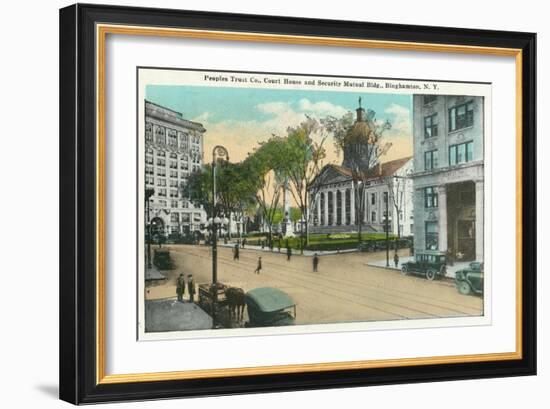 Binghamton, New York - Exterior View of Court House-Lantern Press-Framed Art Print