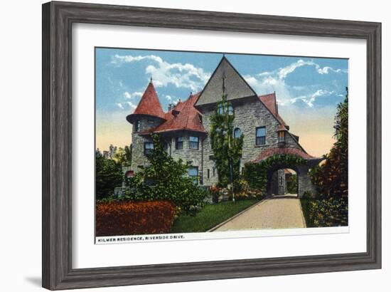 Binghamton, New York, Exterior View of the Kilmer Residence on Riverside Drive-Lantern Press-Framed Art Print