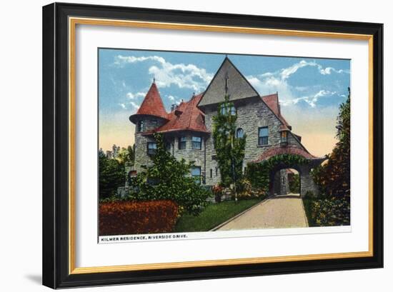 Binghamton, New York, Exterior View of the Kilmer Residence on Riverside Drive-Lantern Press-Framed Art Print