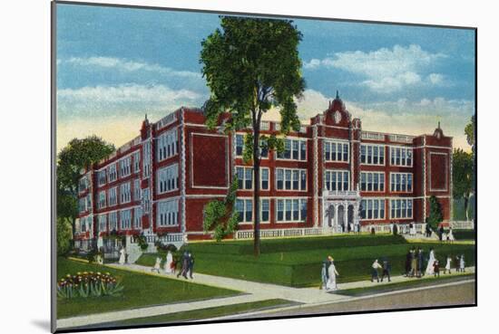 Binghamton, New York, Exterior View of the New High School-Lantern Press-Mounted Art Print