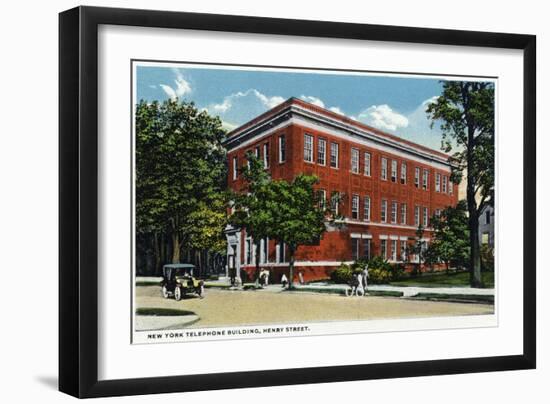 Binghamton, New York, Exterior View of the NY Telephone Building on Henry Street-Lantern Press-Framed Art Print