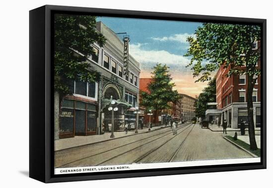 Binghamton, New York, Northern View down Chenango Street-Lantern Press-Framed Stretched Canvas