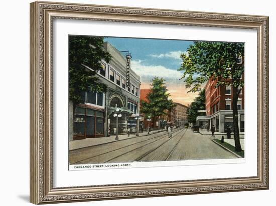 Binghamton, New York, Northern View down Chenango Street-Lantern Press-Framed Art Print