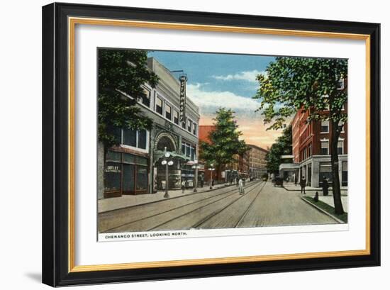 Binghamton, New York, Northern View down Chenango Street-Lantern Press-Framed Art Print