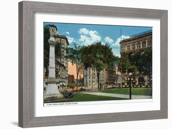 Binghamton, New York, View from the Court House Steps-Lantern Press-Framed Art Print