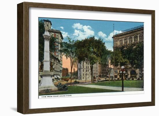 Binghamton, New York, View from the Court House Steps-Lantern Press-Framed Art Print