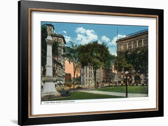 Binghamton, New York, View from the Court House Steps-Lantern Press-Framed Art Print